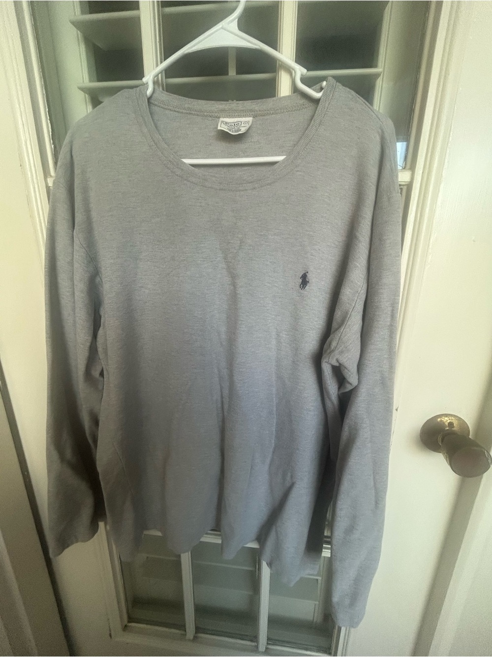Polo by Ralph Lauren Light Gray Long Sleeve Crewneck Jersey with Polo Pony